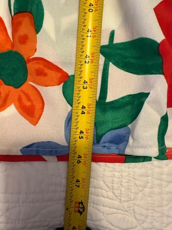 Floral Tiered Midi Dress in White with Red & Blue Blooms - Picture 5 of 9